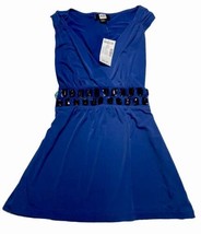 Studio 1940 Size M Sleeveless Blue Black Sequin Dress V Neck Tie Back - $19.59