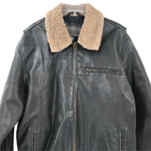 Aeropostale Mens Brown Faux Leather Sherpa Collar Bomber Jacket Large To... - $123.74