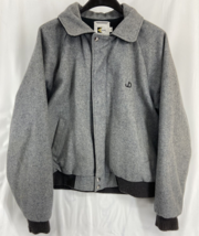 VTG K-Brand / John Deere Size XL Mens Gray Bomber Jacket Wool Silk Acrylic Blend - £55.79 GBP