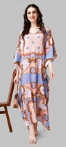 Indian Printed Feather Light Pink Maxi Kaftan Dress Women Nightwear - £22.21 GBP