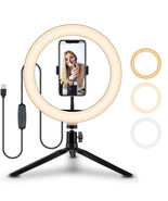 10 Inch Desktop Selfie Ring Light w/ Tripod Stand &amp; Phone Holder Beauty LED - $34.99