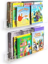 NIUBEE Acrylic 2 Packs Invisible Floating Bookshelves 24 inches,Kids Clear Wall - £42.21 GBP