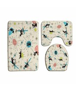 3-Piece Black Atomic Starburst Bath Mat Set - $71.27