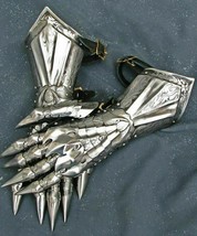 Medieval Gauntlet/Gloves Pair Accents Knight Crusader Armor Steel Gloves - £88.47 GBP