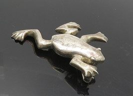 ZINA 925 Sterling Silver - Vintage Dark Tone Frog Motif Brooch Pin - BP3626 - £51.80 GBP