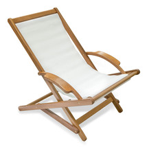 27" White and Natural Wood Solid Wood Indoor Outdoor Deck Chair - $932.31 CAD