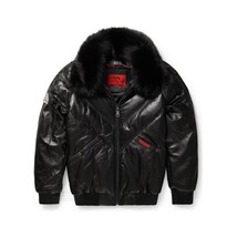 Original Goose Country Men&#39;s V-BOMBER FOX FUR leather Jacket - £375.85 GBP