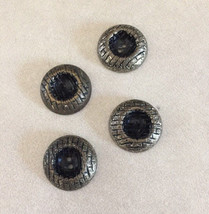 Lot of 4 Vintage Mid Cetury Textured Round Metal Pewter Two Hole Buttons... - £7.84 GBP