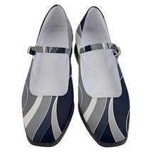 NEW! Women&#39;s Mary Jane Dress Shoes! Vintage Style, Navy Blue and Grey - £31.49 GBP