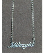 925 Sterling Silver Name Necklace - Name Plate - MIKAYLA 17&quot; chain w/pen... - £47.19 GBP