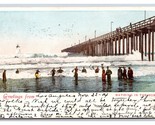 Bathing in the Surf Pier at Long Beach California CA UDB Postcard W12 - $2.92