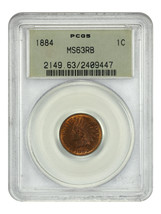 1884 1C PCGS MS63RB (OGH) - $229.16
