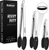 Kitchen Tongs with Silicone Tips, Heat Resistant 600 Degrees All Metal H... - $31.93+