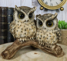 Mystical Forest Great Horned Owlet Owl Birds Couple Pair On Tree Branch ... - $46.99