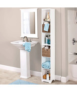 Slim Wood Storage Tower Cabinet or Baskets Bathroom Kitchen Dorm Apartme... - £19.65 GBP+
