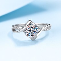 Real Moissanite Rings Heart Channel Setting Diamond Engagement Ring Promise Brid - £44.38 GBP