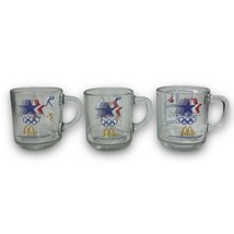 Vintage Set of 3 Anchor Hocking McDonalds1984 LA Olympics Clear Glass Cups Mugs - $29.69