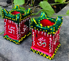 2 Pc Tulsi Tulasi Diya Deepak Handmade Earthen Clay Terracotta Diwali Laxmi Puja - £17.92 GBP