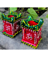 2 Pc Tulsi Tulasi Diya Deepak Handmade Earthen Clay Terracotta Diwali Laxmi Puja - $22.50