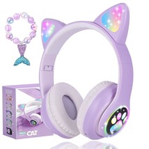 Wireless Cat Ear Headphones For Kids, Led Light Up Kids Girls Bluetooth Headphon - £31.96 GBP