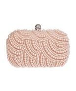 Albabara Satin Pearl Beaded Evening Bag Champagne Wedding Party Prom Clutch - $49.50