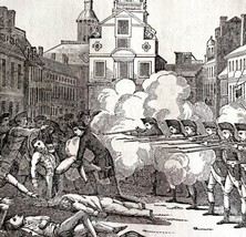 The Boston Massacre 1845 Woodcut Printing Victorian Revolutionary War DWY9A - £39.17 GBP