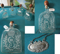 KING Gustav III Swedish Glass Flask Brännvinsflaskor ENGRAVED monogram or pick1  - £119.05 GBP+