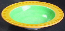 Rim Soup Bowl Yellow &amp; Green Potter&#39;s Wheel Design by Epoch Collection - £13.36 GBP