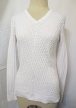 Lilly Pulitzer Sweater Womens S-M White Cable Knit Long Sleeve 100% Cotton - £18.87 GBP