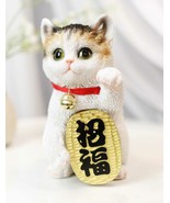 Japanese Luck And Fortune Charm Beckoning White Calico Cat Maneki Neko F... - £27.52 GBP