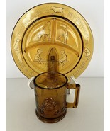 Tiara Indiana Glass Amber Child&#39;s Nursery Rhyme Plate Mother Goose W/Hum... - $376.97 MXN
