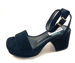 Steve Madden Mercerr Black Suede Leather  Block Heel Platform Open Toe S... - $69.99