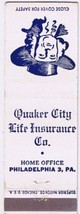 Matchbook Cover Quaker City Life Insurance Philadelphia Pennsylvania - £2.29 GBP