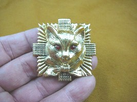 (b-cat-400) large cat head with bow ribbon on square starburst brass pin pendant - £16.90 GBP