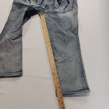 Grace In LA Womens Stretch Blue Denim Embellished Capri Cropped Jeans 29 (30×22) image 10