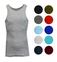 Mens Fitted Tank Tops Ribbed Shirts Muscle Tees Gym Beach Undershirts 2-... - $14.97