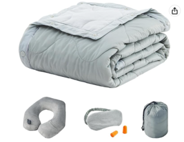 4-in-1 Airplane Essentials-Travel Blanket and Pillow Set for Airplanes -... - $26.22