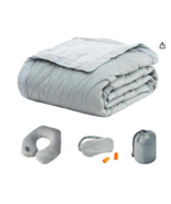 4-in-1 Airplane Essentials-Travel Blanket and Pillow Set for Airplanes -... - £20.95 GBP