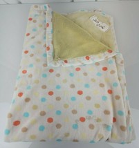 Classic Winnie The Pooh Tan Cream Orange Aqua Blue Brown Yellow Dot Baby Blanket - £47.87 GBP