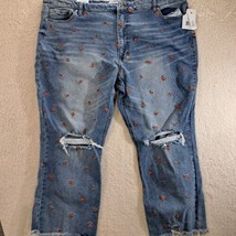 True Craft High Rise Slim Crop Denim Size 24WR Women&#39;s Jeans Embroidered Flowers - £12.91 GBP