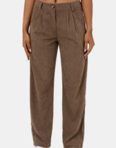 Halara Women&#39;s Size XS Brown Pleated Mid Rise Corduroy Pants, Pockets - $14.99