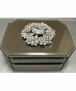 Necklace Jewelry and Watch Box  Dozens of Silver Crystal Gems On Top Fro... - $28.50