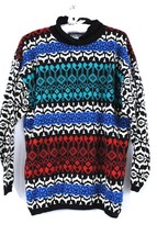 VTG 1980s Andrew St John Ski Sweater Acrylic Black Color Pattern  L Womens - $106.03