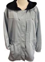 Gallery Womens Jacket Blue Zip Up Hooded Pockets Drawstring Snap Lined XL - £23.32 GBP