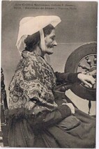 Postcard Les Coiffes Bretonnes Environs De Dinan Old Woman Spinning Wheel - $9.89