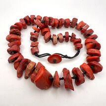 Massive Vintage Women's Jewelry Necklace Beads Natural Red Coral 101 gr - $189.00