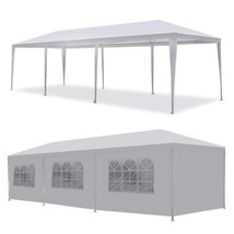 White 10&#39;x30&#39; Canopy Tent Party Wedding Tent Pavilion 8 Removable Walls BBQ - £121.13 GBP