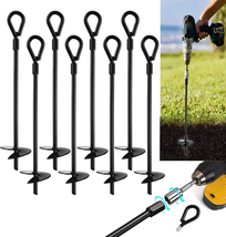 15” Ground Anchors (8Pcs) Easy to Use with Drill, 3&quot; Helix Diameter, Heavy Duty - £27.68 GBP