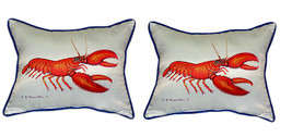 Pair of Betsy Drake Red Lobster Large Pillows - £70.08 GBP