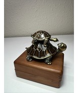Vntg Mother &amp; Baby Turtle/Tortoise, Trinket Box Enamel &amp; Crystals/Rhines... - €10,48 EUR
